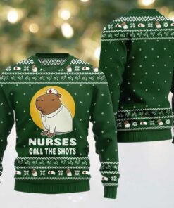 2025 Christmas Nurse Capybara Call The Shots Ugly Christmas Sweater