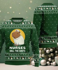 2025 Christmas Nurse Capybara Call The Shots Ugly Christmas Sweater