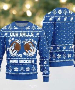 2025 Christmas Our Balls Are Bigger Football Ugly Christmas Sweater