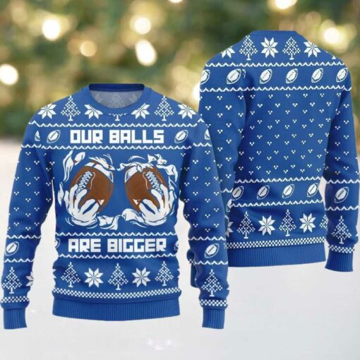 2025 Christmas Our Balls Are Bigger Football Ugly Christmas Sweater