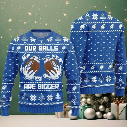 2025 Christmas Our Balls Are Bigger Football Ugly Christmas Sweater