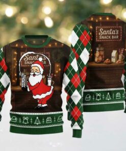 2025 Christmas Quirky Santa Snack Bar Ugly Christmas Sweater