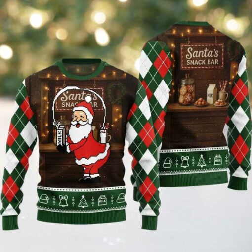 2025 Christmas Quirky Santa Snack Bar Ugly Christmas Sweater