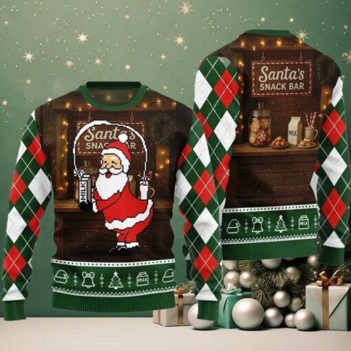 2025 Christmas Quirky Santa Snack Bar Ugly Christmas Sweater
