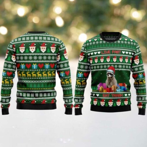 2025 Christmas Raccoon Live Fast Eat Trash Ugly Christmas Sweater