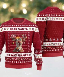 2025 Christmas Reindeer Dear Santa I Was Framed Ugly Christmas Sweater