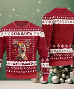 2025 Christmas Reindeer Dear Santa I Was Framed Ugly Christmas Sweater