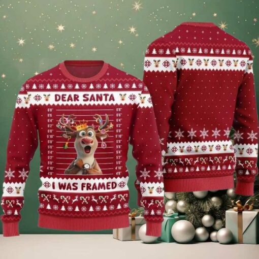 2025 Christmas Reindeer Dear Santa I Was Framed Ugly Christmas Sweater