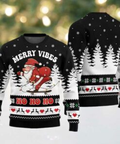 2025 Christmas Santa Merry Vibes Ho Ho Ho Ugly Christmas Sweater