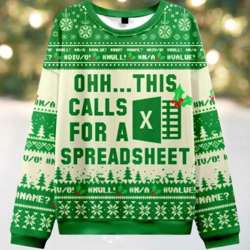 2025 Ohh This Calls For A Spreadsheet Christmas Ugly Sweater