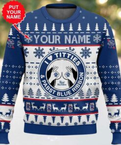 2025 Pabst Blue Ribbon Titties Christmas Ugly Sweater