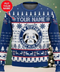 2025 Pabst Blue Ribbon Titties Christmas Ugly Sweater
