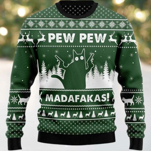 2025 Pew Pew Madafakas Cat Ugly Christmas Sweater
