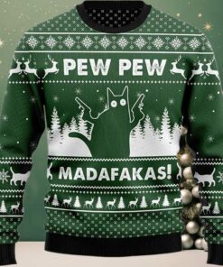 2025 Pew Pew Madafakas Cat Ugly Christmas Sweater