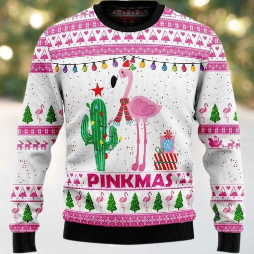 2025 Pinkmas Flamingo Christmas Ugly Sweater