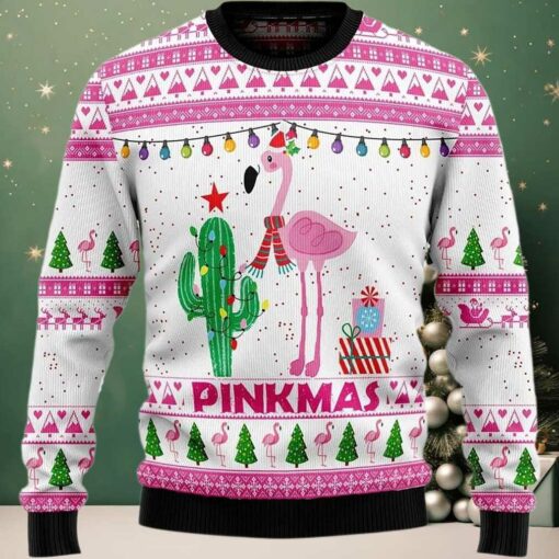 2025 Pinkmas Flamingo Christmas Ugly Sweater