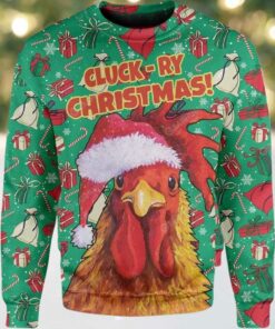 2025 Rooster Chicken Santa Christmas Ugly Sweater