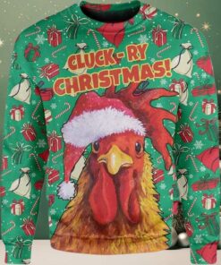 2025 Rooster Chicken Santa Christmas Ugly Sweater