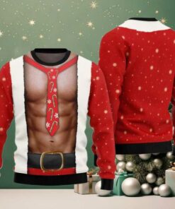 2025 Santa Abs Body Ugly Christmas Sweater