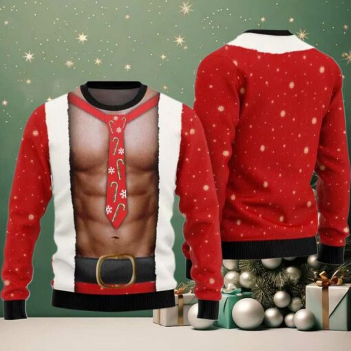2025 Santa Abs Body Ugly Christmas Sweater