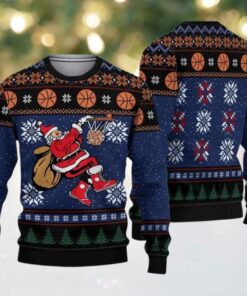 2025 Santa Playing Basketball Ugly Christmas Sweater