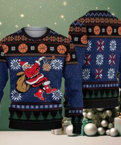2025 Santa Playing Basketball Ugly Christmas Sweater