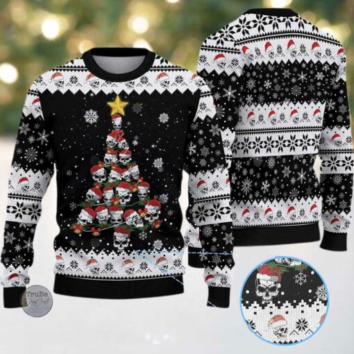 2025 Skull Pine Tree Ugly Christmas Sweater