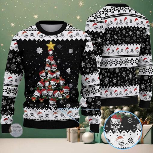 2025 Skull Pine Tree Ugly Christmas Sweater