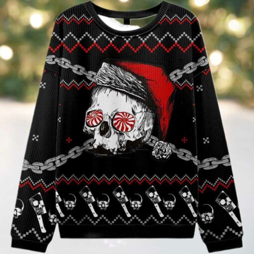 2025 Skulls And Chains Ugly Christmas Sweater