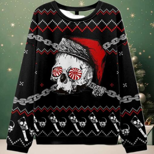 2025 Skulls And Chains Ugly Christmas Sweater