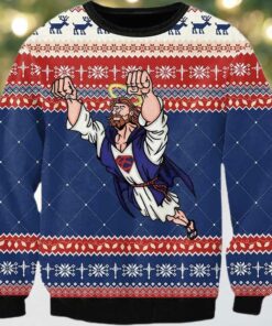 2025 Super Jesus Ugly Christmas Sweater