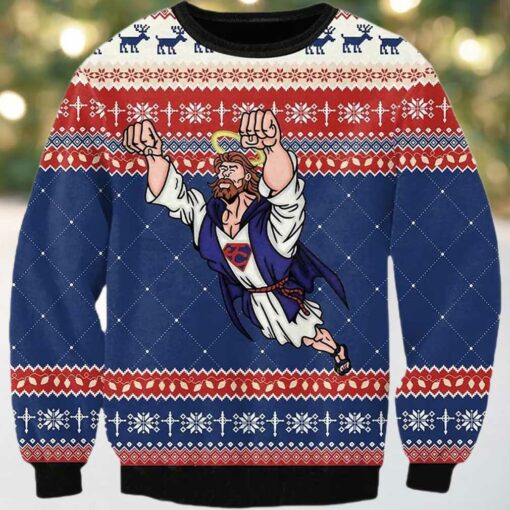 2025 Super Jesus Ugly Christmas Sweater