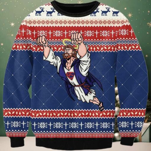 2025 Super Jesus Ugly Christmas Sweater