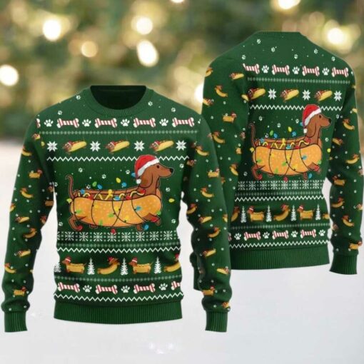 2025 Taco Dachshund Ugly Christmas Sweater