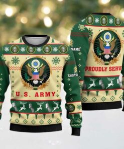 2025 US Army Proudly Served Veterans Ugly Christmas Sweater