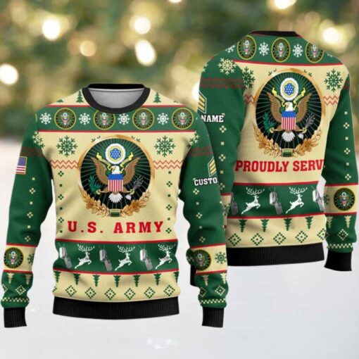 2025 US Army Proudly Served Veterans Ugly Christmas Sweater