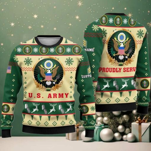 2025 US Army Proudly Served Veterans Ugly Christmas Sweater