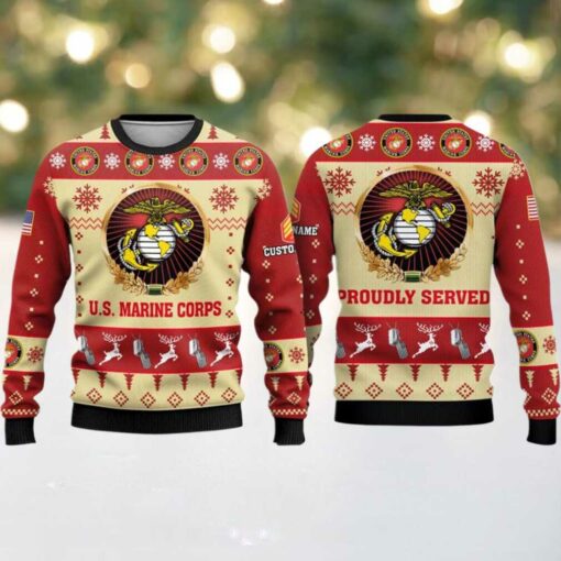 2025 US Marine Corps Veterans Proudly Served Ugly Christmas Sweater