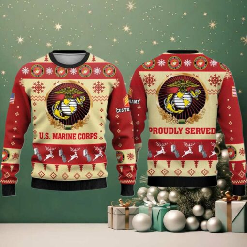 2025 US Marine Corps Veterans Proudly Served Ugly Christmas Sweater
