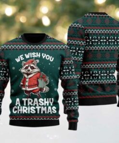 2025 We Wish You A Trashy Christmas Racoon ugly Christmas Sweater