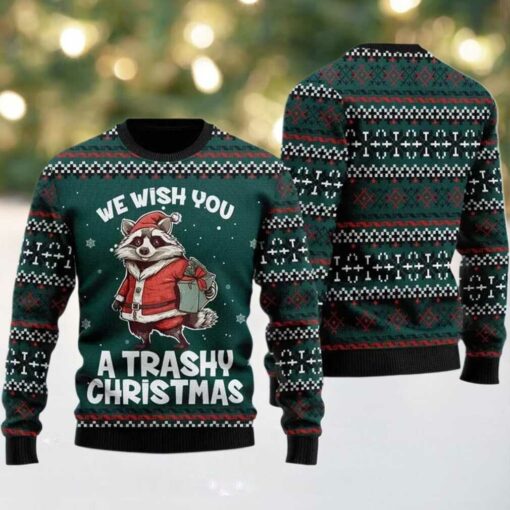 2025 We Wish You A Trashy Christmas Racoon ugly Christmas Sweater
