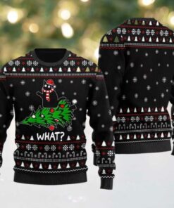 2025 What Black Cat Ugly Christmas Sweater
