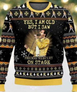 2025 Yes I Am Old But I Saw Freddie Mercury On Stage Freddie Mercury Queen Christmas Ugly Sweater