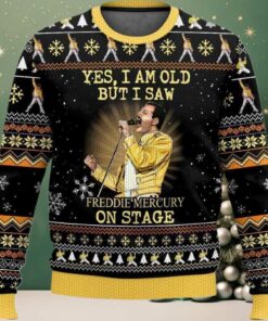 2025 Yes I Am Old But I Saw Freddie Mercury On Stage Freddie Mercury Queen Christmas Ugly Sweater