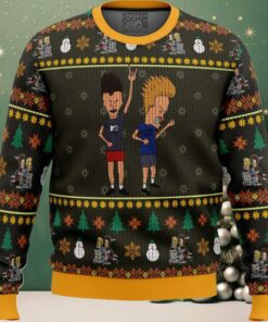 Beavis and Butthead Rock On Ugly Christmas Sweater