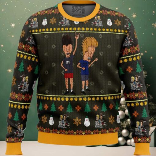 Beavis and Butthead Rock On Ugly Christmas Sweater