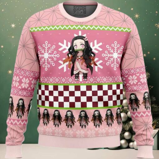Chibi Christmas Nezuko Kamado Demon Slayer Ugly Christmas Sweater
