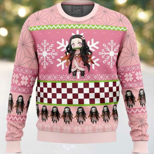 Chibi Christmas Nezuko Kamado Demon Slayer Ugly Christmas Sweater