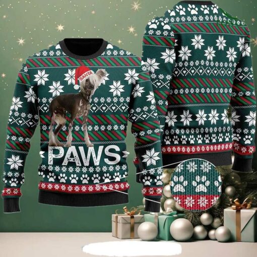 Chinese Crested Santa Printed Christmas Ugly Sweater