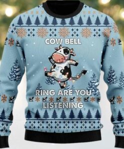 Cow Bell Ring Are You Listening Christmas Ugly Sweater